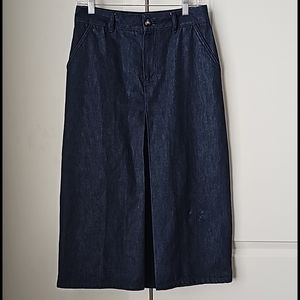 Boden Maxi Faux Front Slit Darkwash Denim Skirt